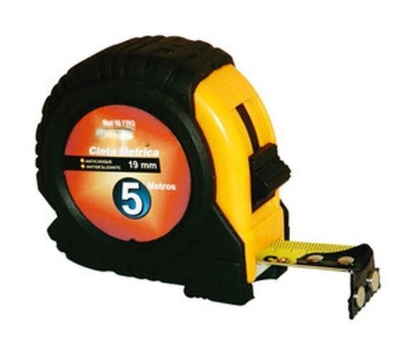 cinta métrica 19mm x 5m, con imán robusto; ideal para mediciones precisas en construcción y bricolaje.