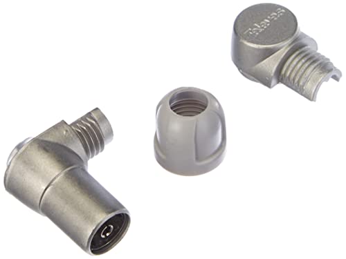 conector acodado blindado hembra para TV, alta resistencia, ideal para conexiones seguras y eficientes en sistemas de televisión.